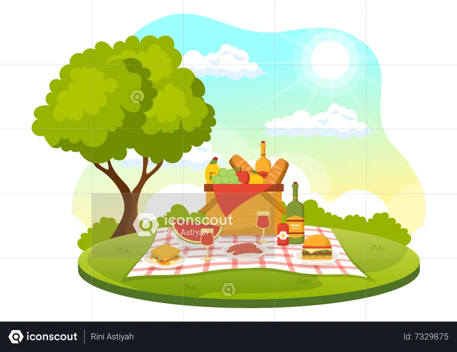 Comida para piquenique de verão  Ilustração