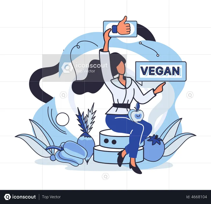 Comida y bebida vegana  Ilustración