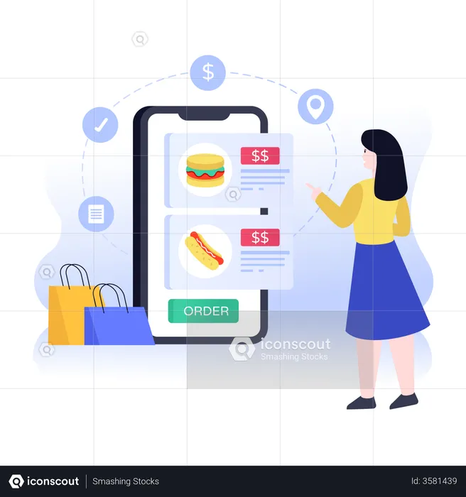 Commander de la nourriture en ligne  Illustration