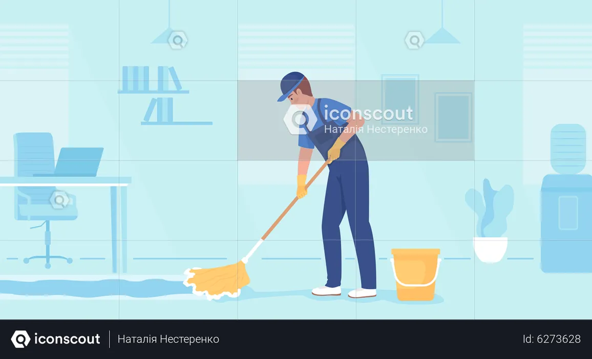 Commercial floor cleaning service  Illustration