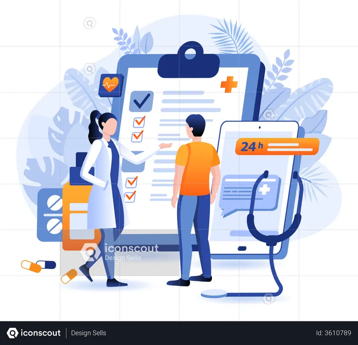 Communicating With Doctor Online Using Support Line  Illustration