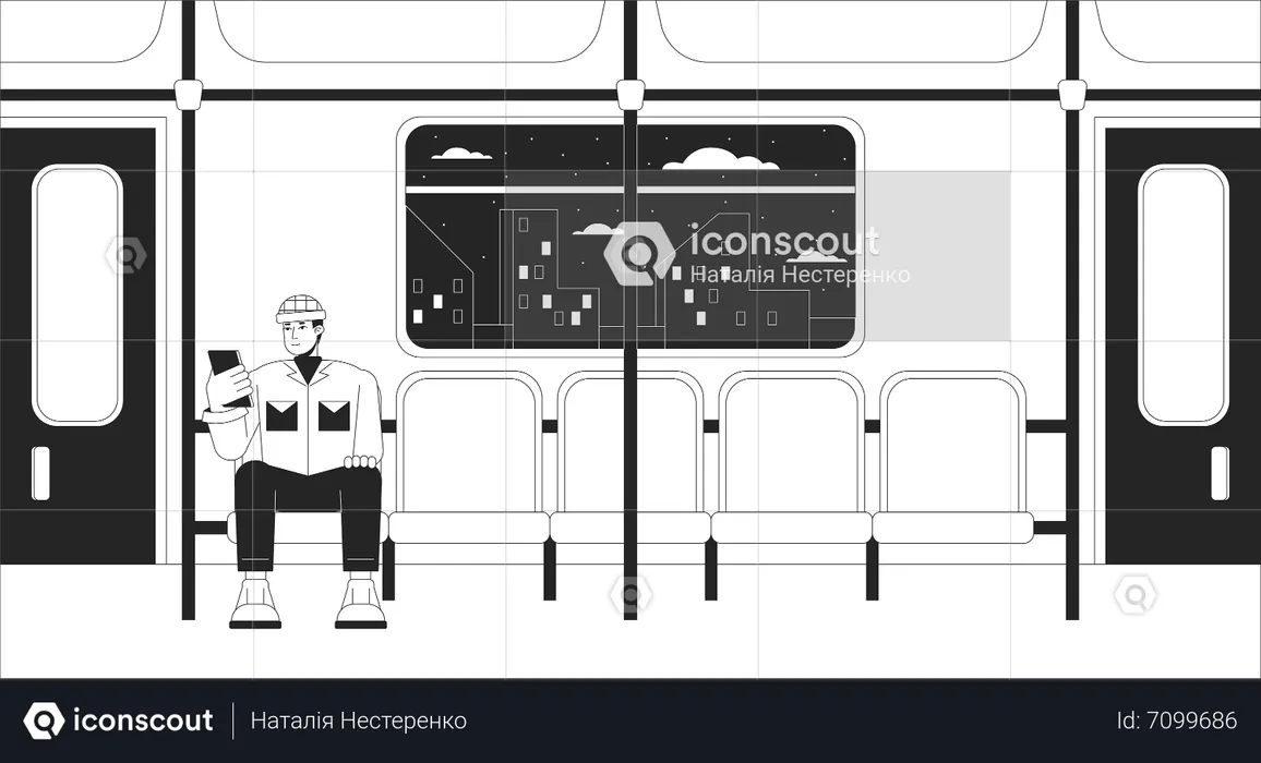 Commuter rail passenger  Illustration
