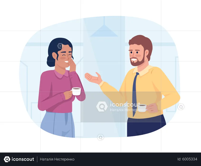 Compañeros de trabajo hablando entre sí  Ilustración