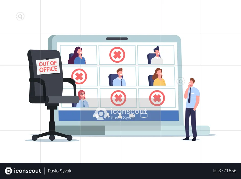 Company Boss with Employees  Illustration