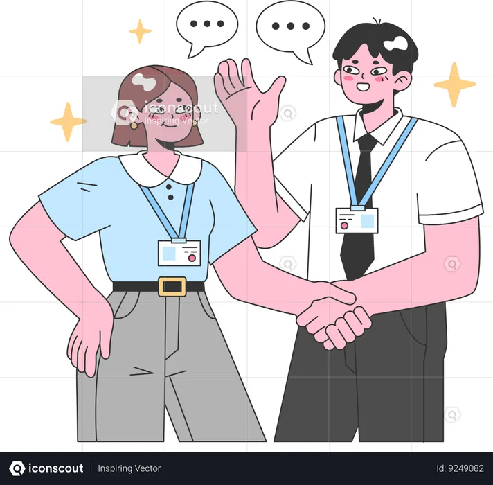 Company employee shaking hands  Illustration