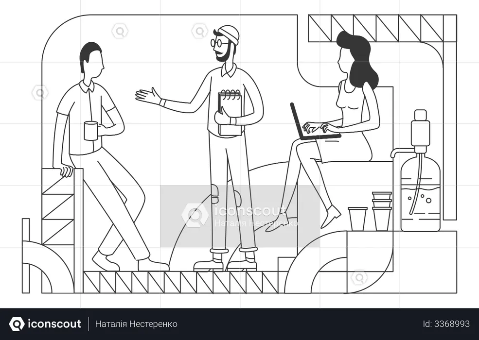 Company employees at coffee break  Illustration