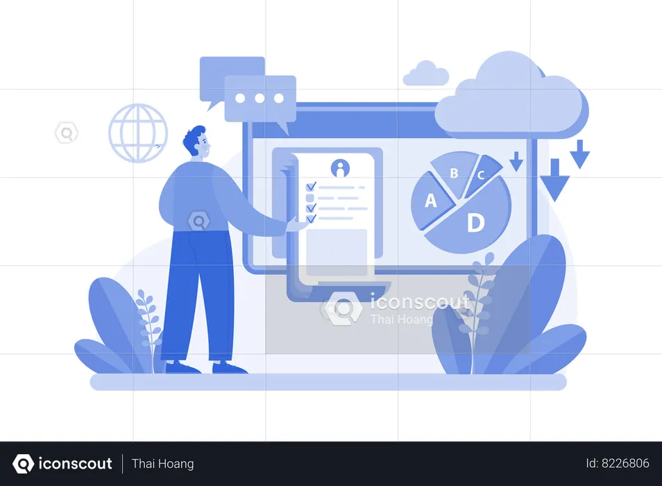 Company Employees Done Statistical Data Abstract  Illustration