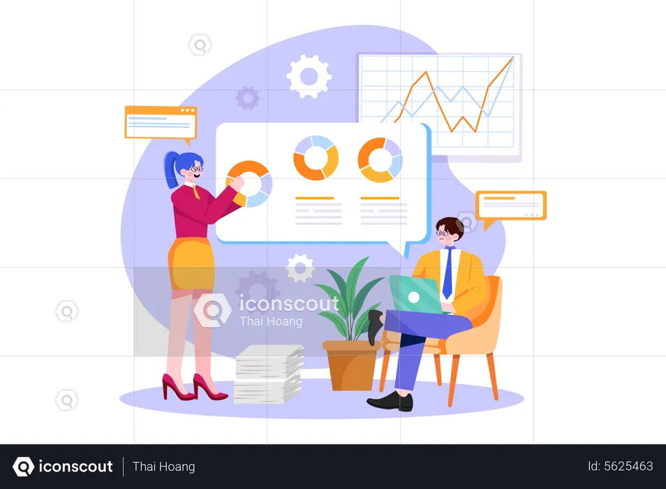 Company Employees Making Presentation Report  Illustration