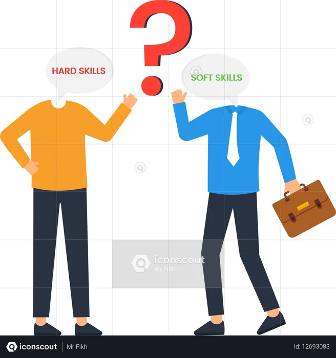 Comparación de habilidades: Habilidades duras vs. habilidades blandas  Ilustración