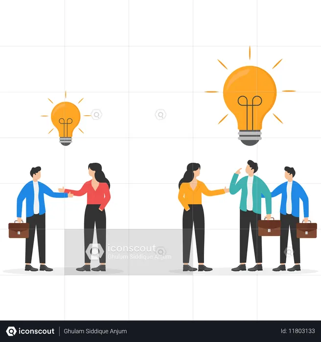 Compare between small company with small idea and big business with big idea,  Illustration