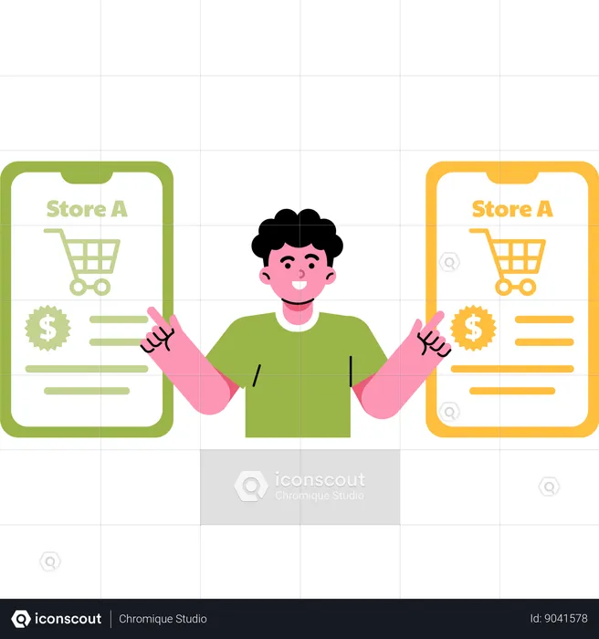 Comparing Prices on Different E-commerce Sites  Illustration