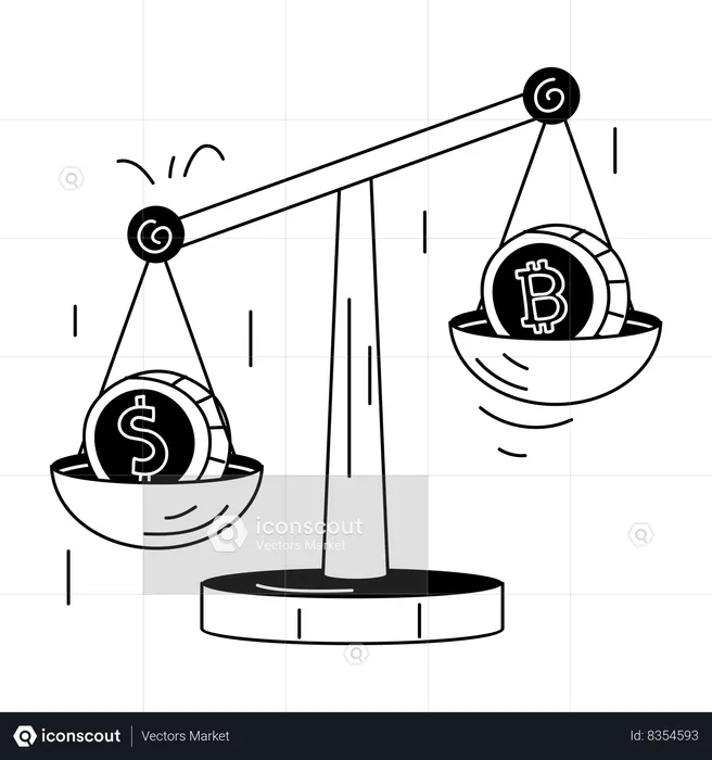 Comparison between dollar and bitcoin  Illustration