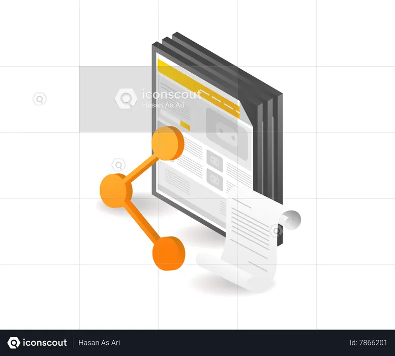 Compartir plantilla web de blog de diseño de información de datos  Ilustración