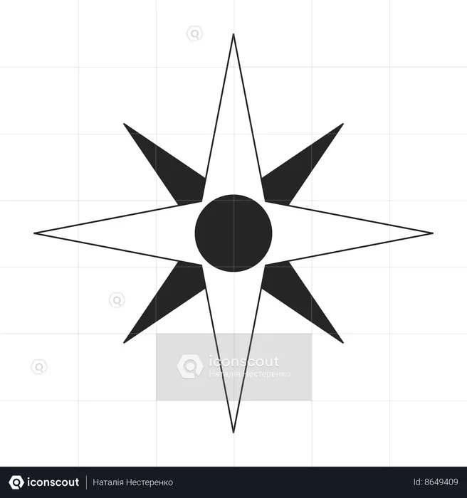 Compass rose showing direction  Illustration