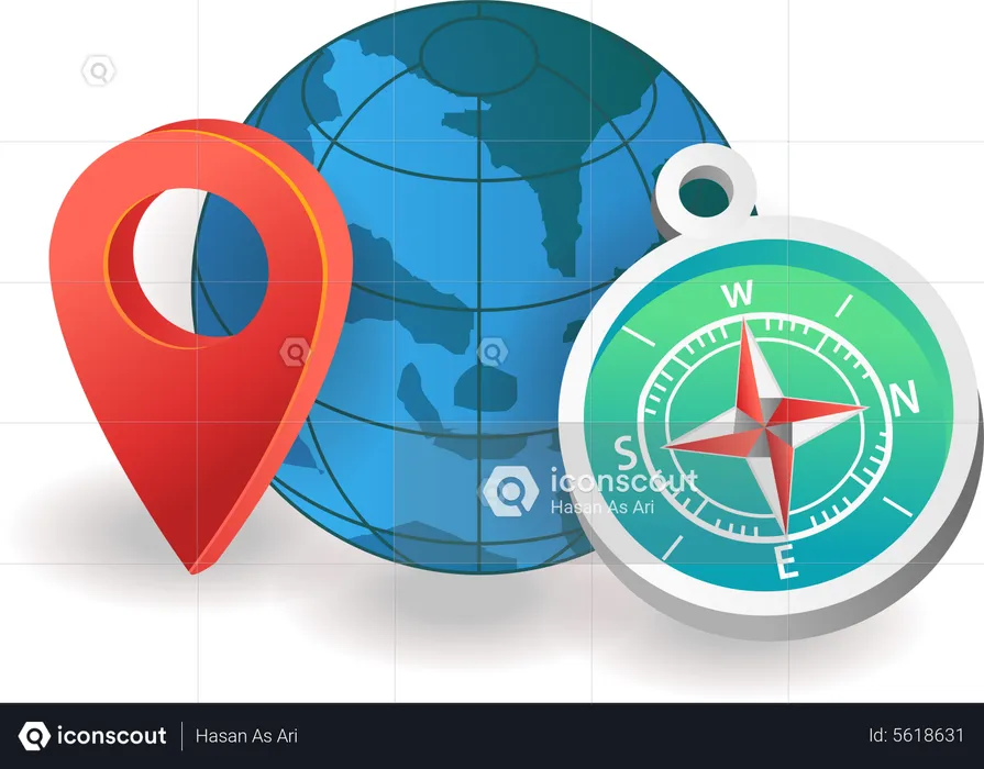 Compass to find location  Illustration