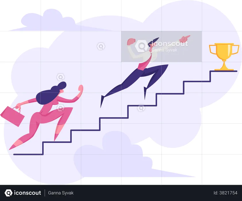 Competencia empresarial entre empleados.  Ilustración