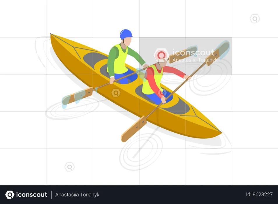 Competición deportiva de rafting  Ilustración