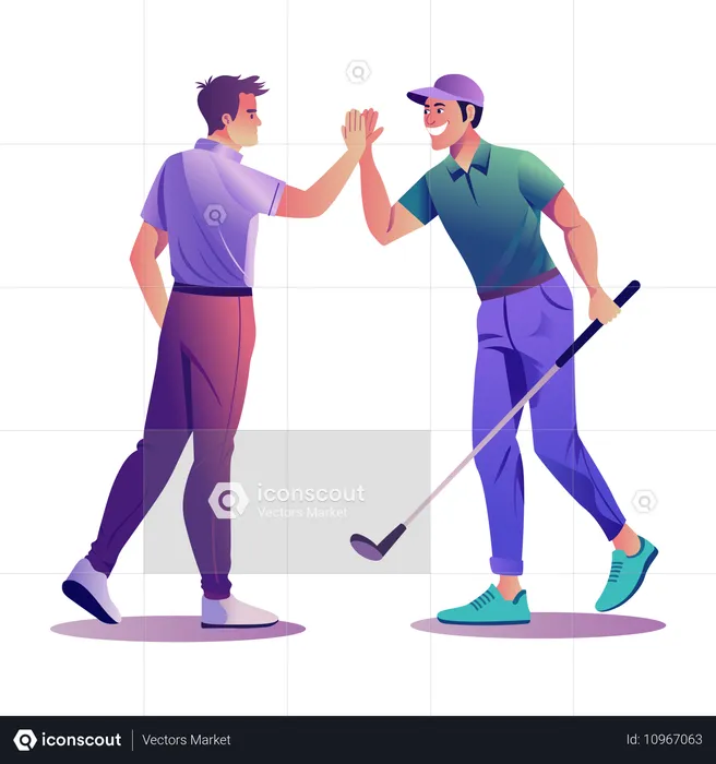 Competidores de golf chocando los cinco  Ilustración