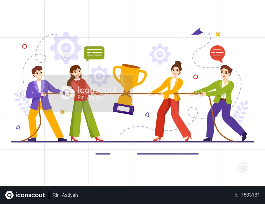 Competition between business teams  Illustration