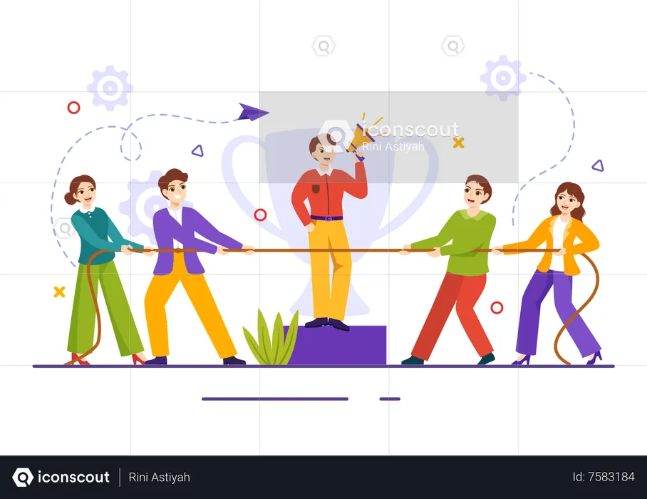 Competition between business teams  Illustration