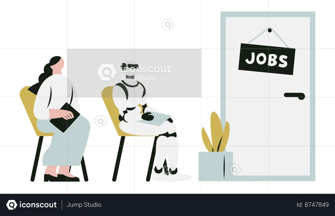 Competition of People and Robots for Jobs  Illustration