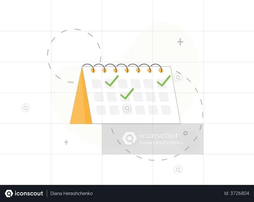 Completed tasks marked  Illustration