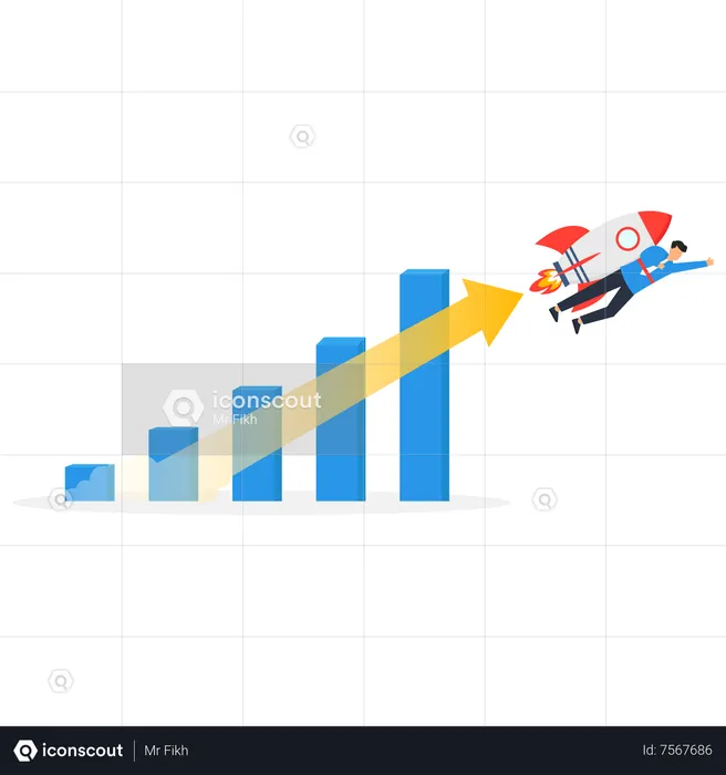 Compound interest growth  Illustration