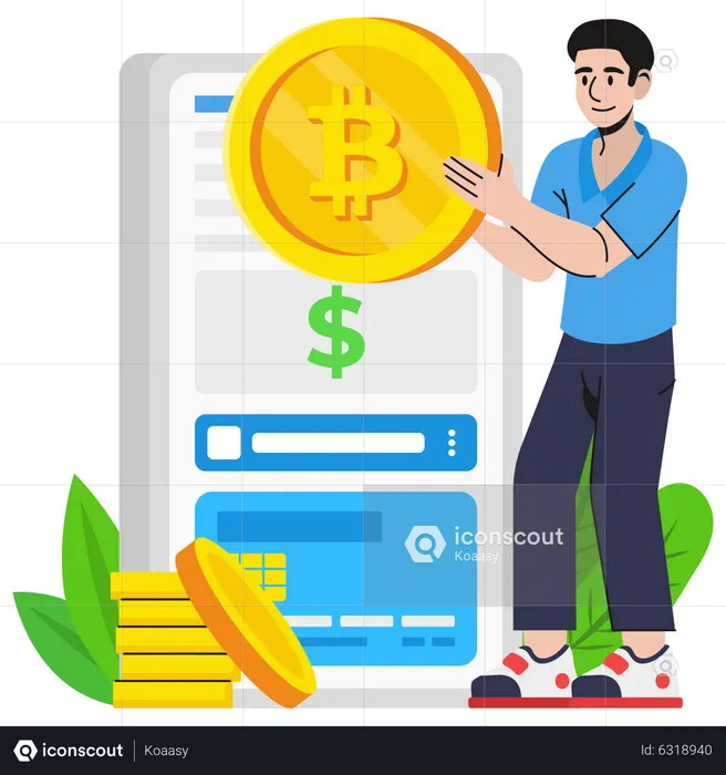 Comprando criptomonedas  Ilustración