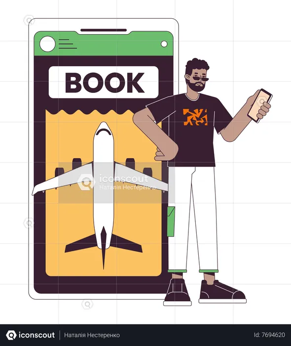 Comprando passagens de avião online pelo smartphone  Ilustração