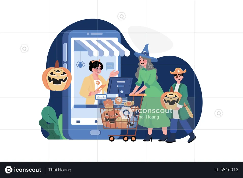 Compras de Halloween  Ilustração