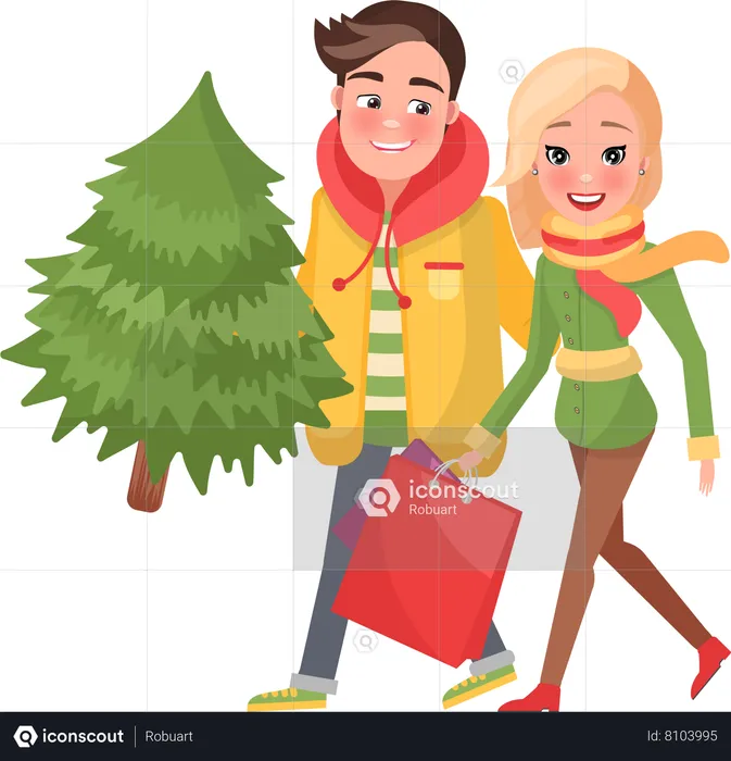 Compras de Natal  Ilustração