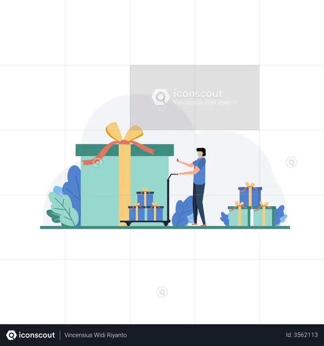 Compras de regalos en línea  Ilustración
