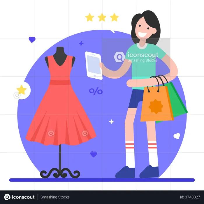 Compras de ropa  Ilustración