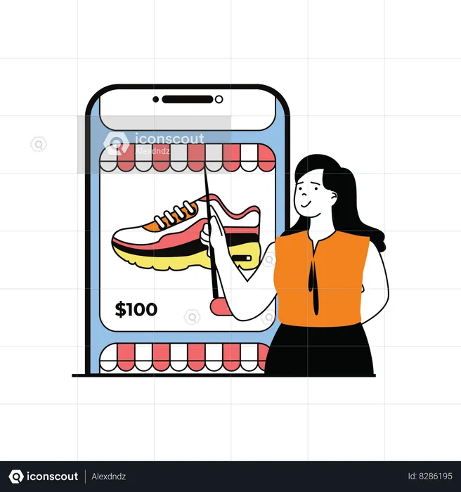 Compras de zapatos  Ilustración