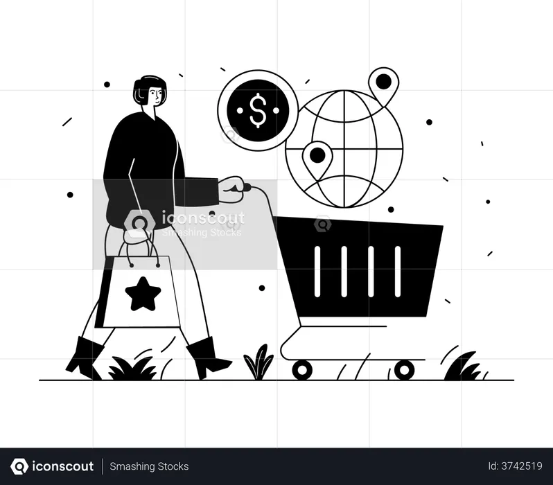 Compras em todo o mundo  Ilustração