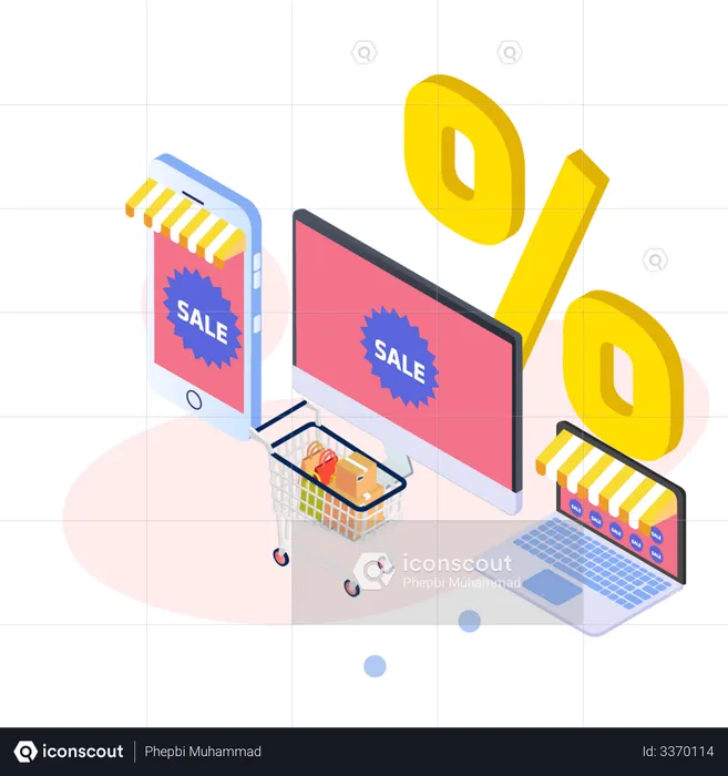 Compras na venda online  Ilustração