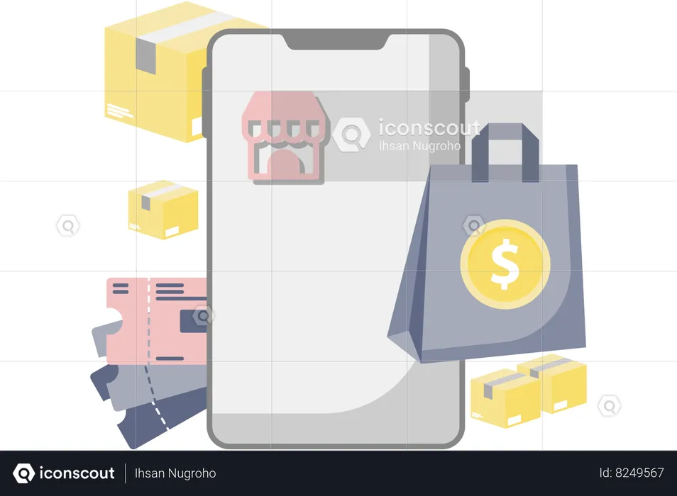 Las compras en línea  Ilustración