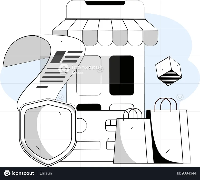 Pago de facturas de compras en línea  Ilustración