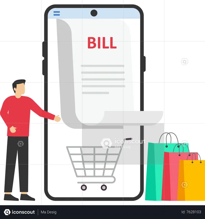 Compras en línea a través del teléfono celular  Ilustración