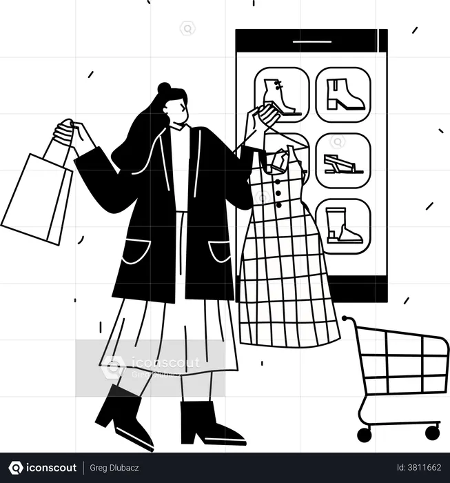Las compras en línea  Ilustración