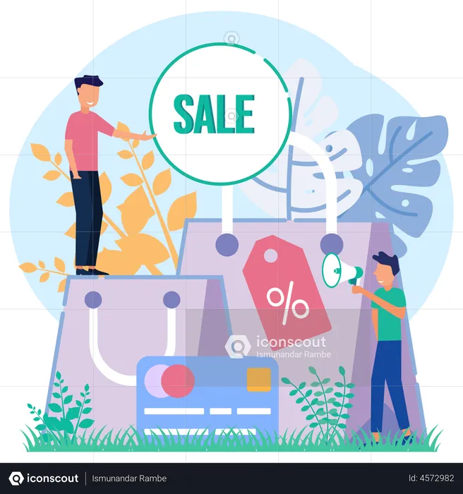Marketing de venda de compras online  Ilustração