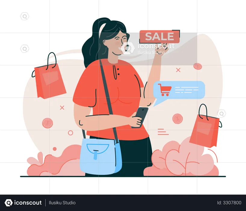 Venta de compras en línea  Ilustración