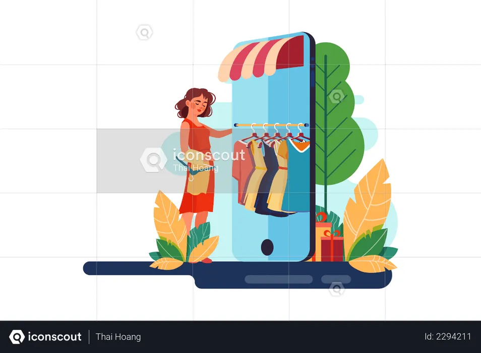 Compras pelo celular  Ilustração