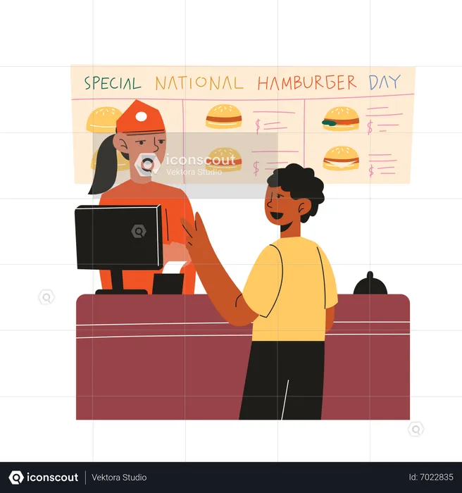Compre hambúrguer na Hamburger Shop  Ilustração
