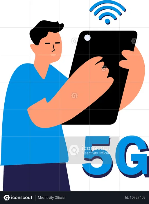 Comprobación de la velocidad de la red 5G para hombres  Ilustración