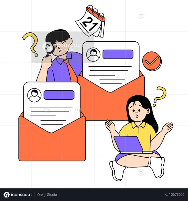 Revisar el correo electrónico para encontrar un nuevo empleado  Ilustración