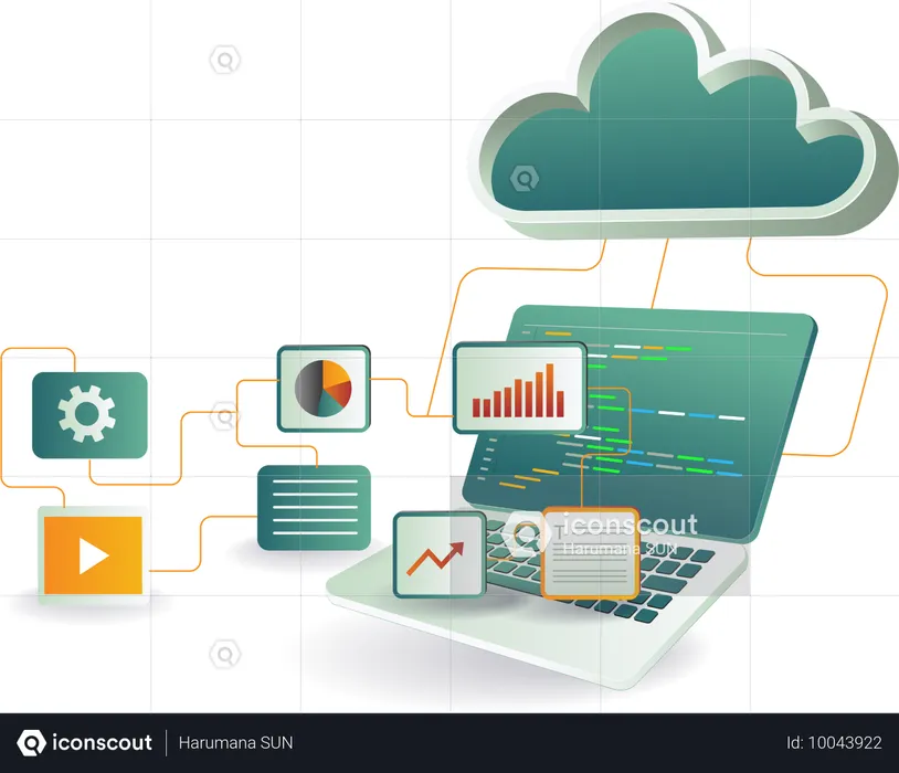 Visualización de datos de computación en la nube  Ilustración