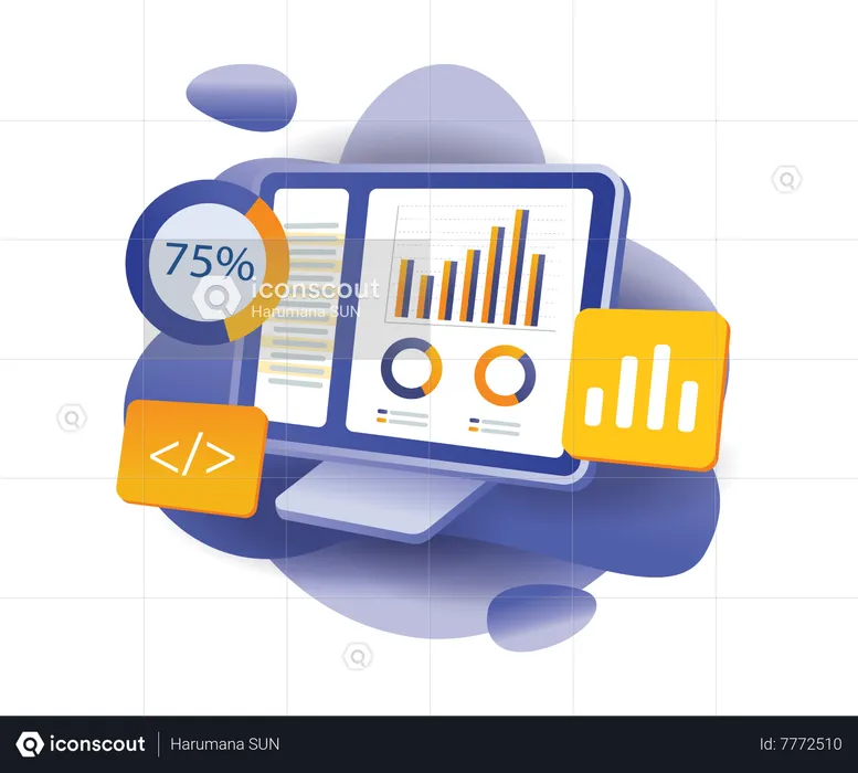 Computador empresarial de análise corporativa  Ilustração