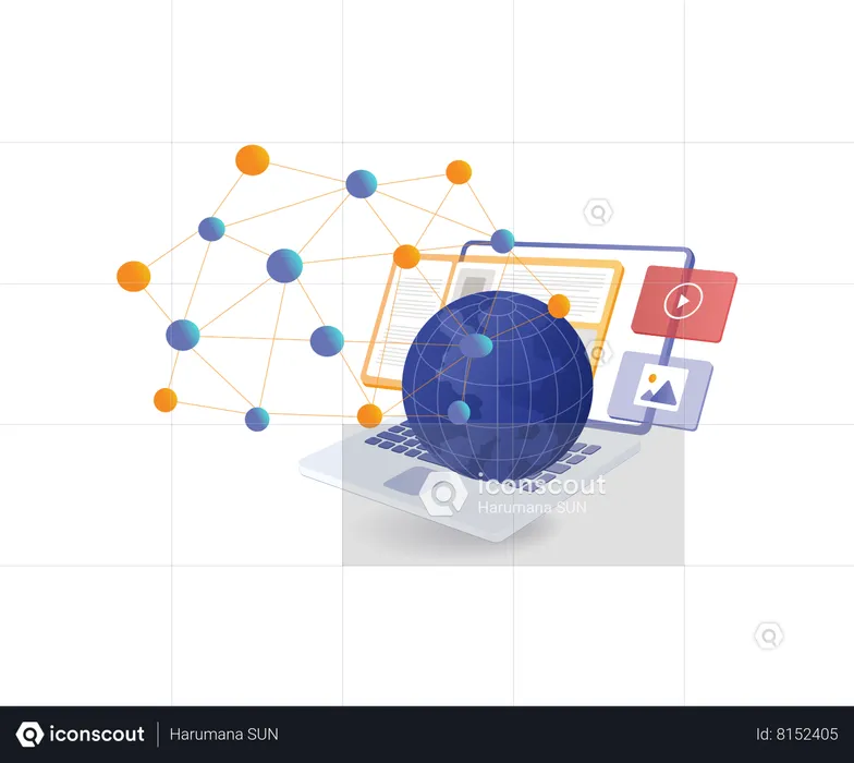 Rede mundial de internet de computadores  Ilustração