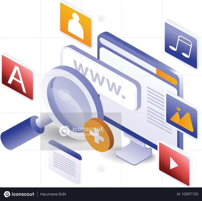 Lotes de datos de información de sitios web de Internet de computadoras  Ilustración